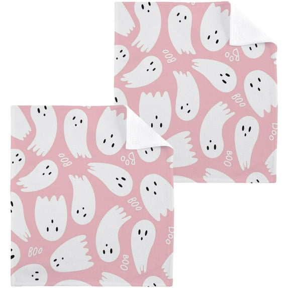 SKYSONIC Halloween Ghost Washcloths Set of 6, Highly Absorbent Soft Cotton Fingertip Towels for Bathroom, Kitchen, Gym, Spa, Home Decor, 12 x 12 Inch