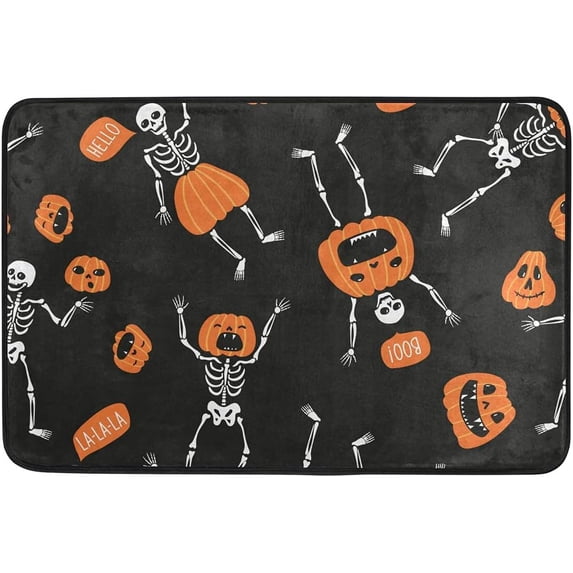 SKYSONIC Halloween Skull Door mat Non Slip Floor Door Rug Soft Floor Mat for Kitchen Garden Bedroom Indoor Outdoor Entrance Home Holiday Decoration 23.6" x15.7"