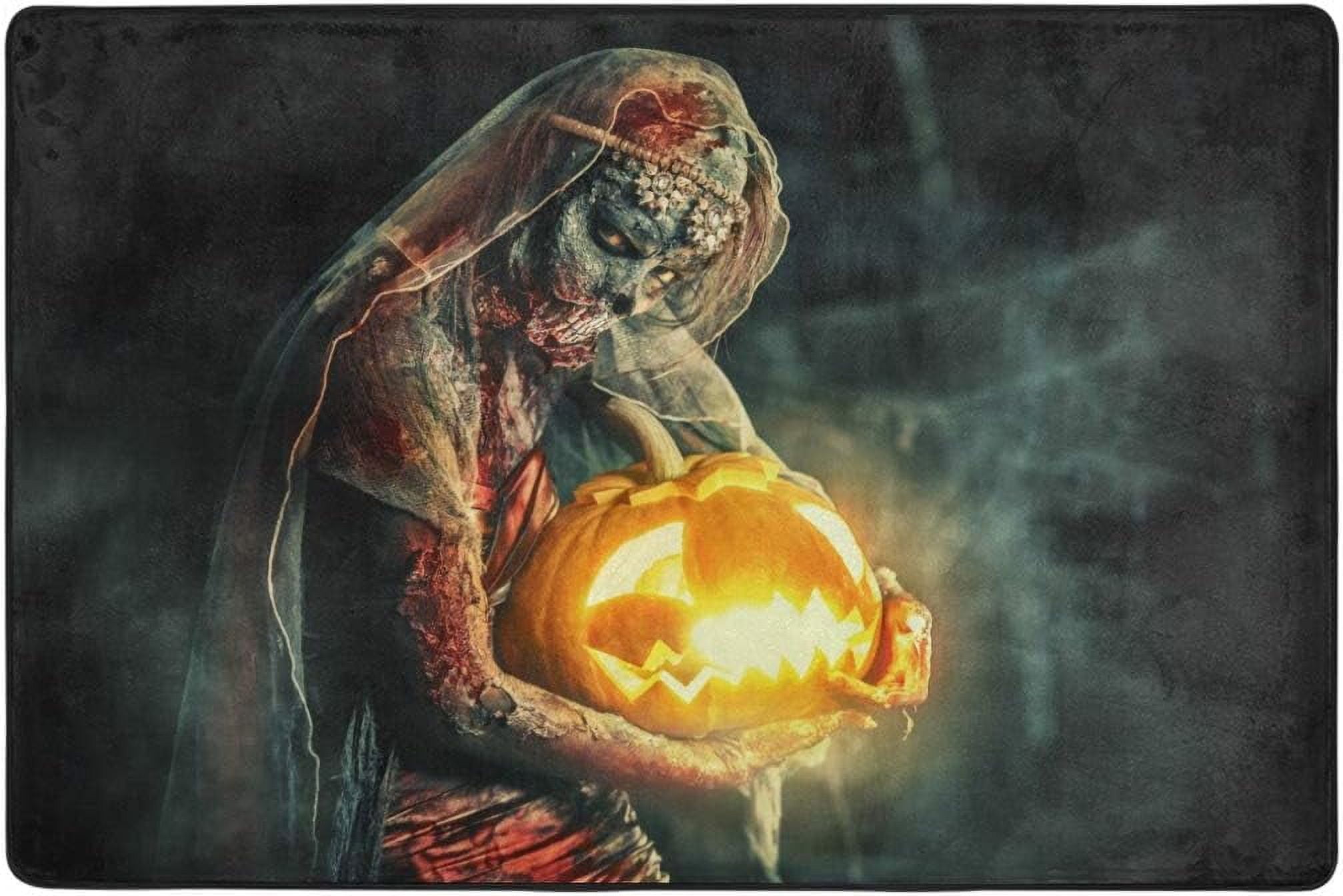 SKYSONIC Halloween Zombie Lantern Area Rug Carpet for Living Room ...