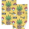 thumbnail image 1 of SKYSONIC Hand Towels Funny Pineapple Mushroom Patterned 2 PCS, Cotton Bath Towel for Drying Face Hands Body ,Absorbent Lightweight Towels for Bathroom Ktichen Travel Gym, 16"x28", 1 of 7