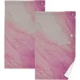 thumbnail image 1 of SKYSONIC Hand Towels Pink Silver 2 PCS, Cotton Bath Towels Drying Face Hands Body ,Absorbent Lightweight Washcloth for Bathroom Ktichen Travel Gym, 16"×28", 1 of 7