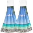 thumbnail image 1 of SKYSONIC Hanging Kitchen Towel 12 x 17 Inch Blue Sea Towel Set 2 Pieces of Dry Towels for Kitchen, Bathroom, Laundry Room Table, 1 of 7