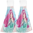 thumbnail image 1 of SKYSONIC Hanging Kitchen Towel 12 x 17 Inch Cute Mermaid Towel Set 2 Pieces of Dry Towels for Kitchen, Bathroom, Laundry Room Table, 1 of 7