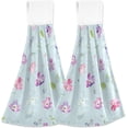 thumbnail image 1 of SKYSONIC Hanging Kitchen Towel 12 x 17 Inch Fuchsia Flower Towel Set 2 Pieces of Dry Towels, 1 of 7