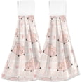 thumbnail image 1 of SKYSONIC Hanging Kitchen Towel 12 x 17 Inch Pink Pig Towel Set 2 Pieces of Dry Towels, 1 of 7