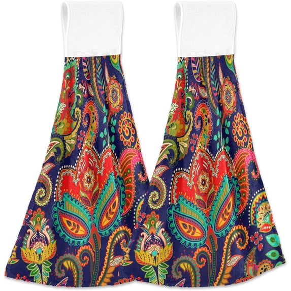 SKYSONIC Hanging Kitchen Towel 12 x 17 Inch Strange Flower Towel Set 2 Pieces of Dry Towels for Kitchen, Bathroom, Laundry Room Table