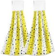 thumbnail image 1 of SKYSONIC Hanging Kitchen Towel set of 2,12" x 17" Abstract Geometry Stripe Yellow White Towel Set Dry Towels for Kitchen, Bathroom, Laundry Room Table, 1 of 7