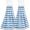 thumbnail image 1 of SKYSONIC Hanging Kitchen Towel set of 2,12" x 17" Stripe Blue Towel Set Dry Towels for Kitchen, Bathroom, Laundry Room Table, 1 of 7