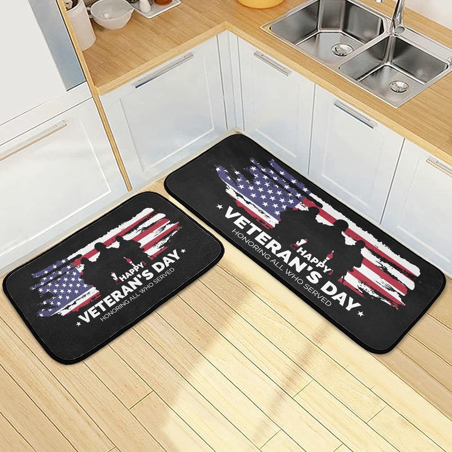 SKYSONIC Happy Veterans Day Kitchen Mats and Rugs American Flag