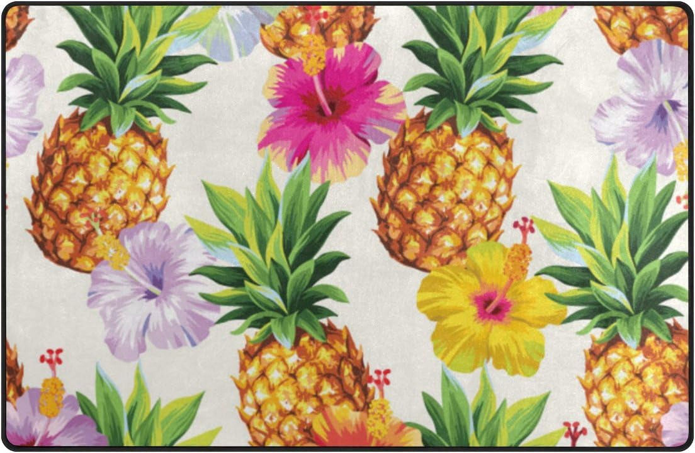 Hibiscus Rug SKYSONIC Hawaiian Hibiscus Area Rug Pad 60x39 inch, 100% Light Weight ...