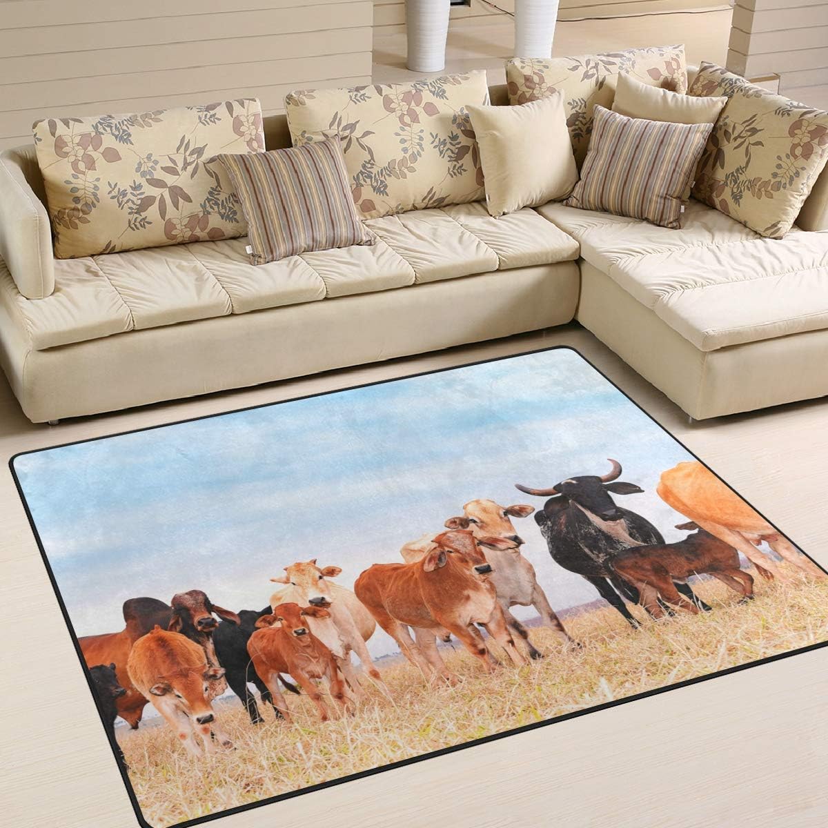 SKYSONIC Herd with Cows and Calves Lightweight Area Rugs Carpet Mats ...