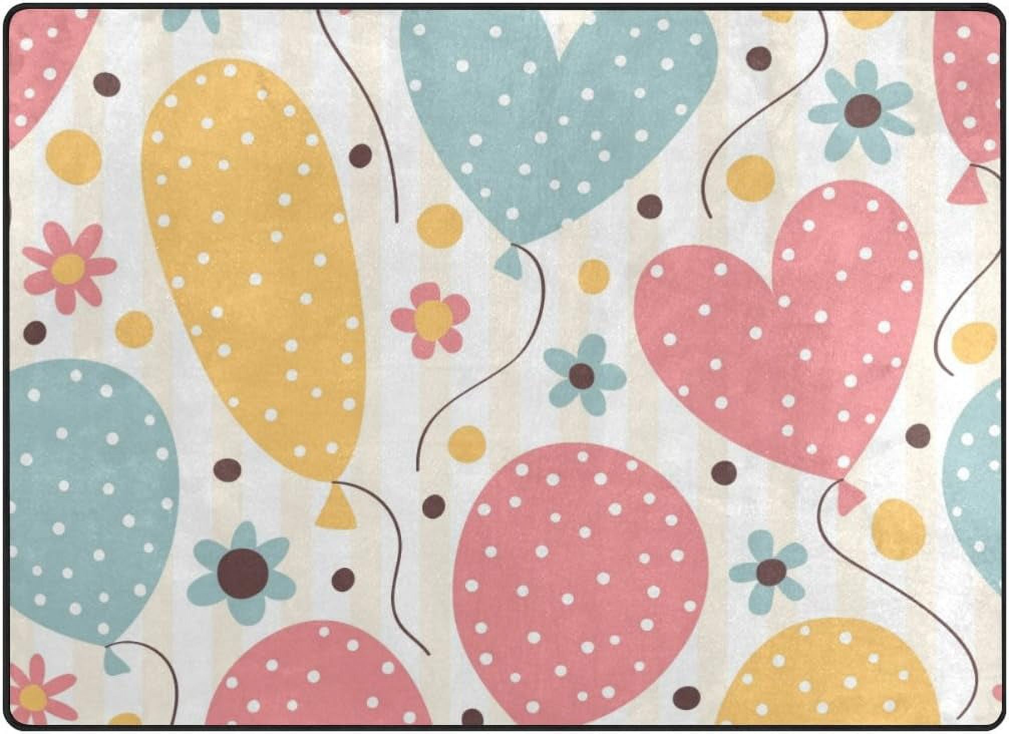 SKYSONIC Holiday Balloons Area Rug Pad - 63x48 inch - 100% Light Weight ...