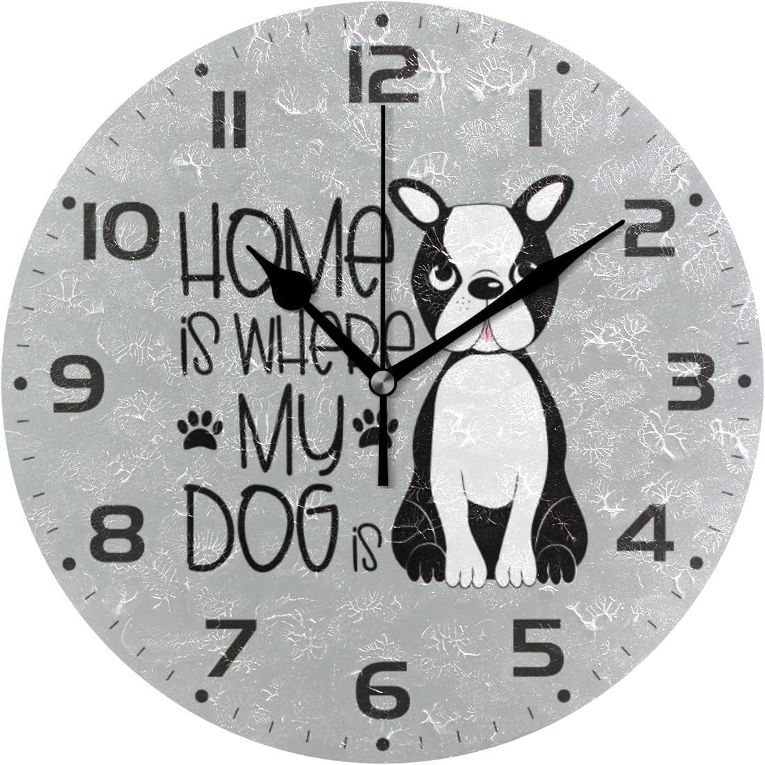 SKYSONIC Home is Where My Dog is Wall Clock 10 Inch Silent Non Ticking ...