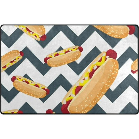 SKYSONIC Hotdog Pattern Area Rug Pad - 31 x 20 inch - 100% Light Weight Polyester Fabric for Living - Bedroom