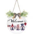 thumbnail image 1 of SKYSONIC Independence Day Gnome Welcome Sign Front Door Decor Round Door Hanging Sign Porch Decorations for Farmhouse Summer Holiday Fall Halloween Christmas - 12x12 inch, 1 of 7