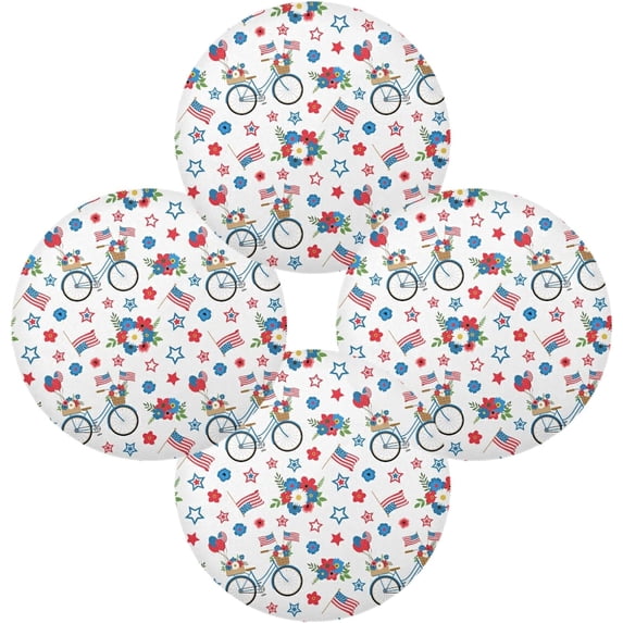 SKYSONIC Independence Day Pattern Round Placemats for Dining Table Non-Slip Heat-Resistant Polyester Table Mats Set of 4 Washable Table Mats for Kitchen Dining Table Decoration (1179)