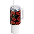 thumbnail image 1 of SKYSONIC Insulated Tumblers with Lids and Straws Handles 40oz Water Bottle Red Poppies Flowers Black Travel Mug Reusable Stainless Steel Thermos Vacuum, 1 of 7