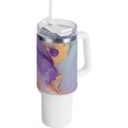 thumbnail image 1 of SKYSONIC Insulated Tumblers with Lids and Straws Handles 40oz Water Bottle Blue Marble Purple Travel Mug Reusable Stainless Steel Thermos Vacuum, 1 of 7