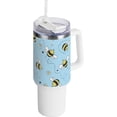 thumbnail image 1 of SKYSONIC Insulated Tumblers with Lids and Straws Handles 40oz Water Bottle Cute Bee Blue Travel Mug Reusable Stainless Steel Thermos Vacuum, 1 of 7