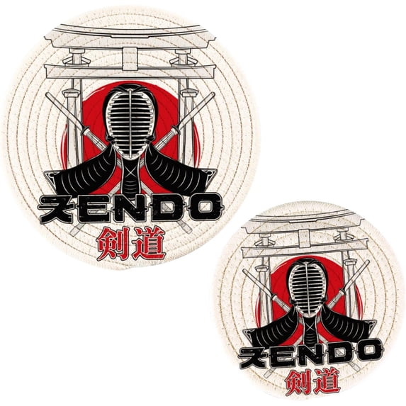 SKYSONIC Japanese Kendo Pot Holders Trivets, 2 Pcs Heat Resistant Trivets,Bamboo Sword Cotton Thread Weave Mats for Hot Pads Pans Pot Bowl Teapot for Kitchen Decor