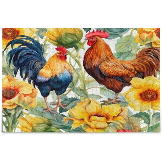 SKYSONIC Jigsaw Puzzles for Adults or Kids 500 Piece,Roosters and ...