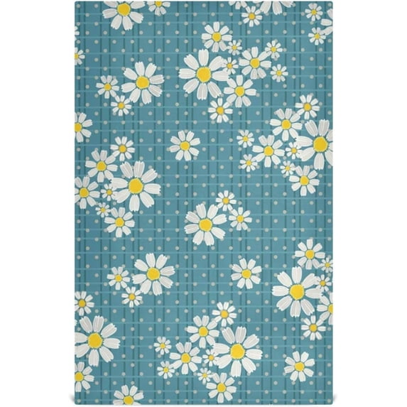 SKYSONIC Kitchen Dish & Tea Towel Lovely Daisy Reusable Cloths for Cooking and Drying Dishes for Home Kitchen Cleaning, 28x18in-6 PCS