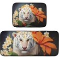 SKYSONIC Kitchen Mat White Tiger Flower 2 Pcs Set, Anti Fatigue Floor