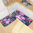 SKYSONIC Kitchen Mats for Floor 2 Piece Set Bright Purple Mushroom