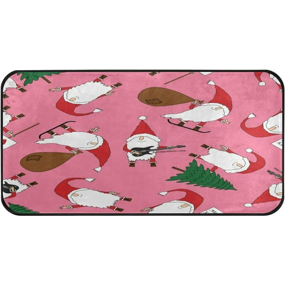 SKYSONIC Kitchen Rugs,Christmas Santa Non Slip Washable Cushioned Carpets Polyester AntiFatigue Comfort Porch Floor Mat Doormat Christmas Decoration 39×20 in