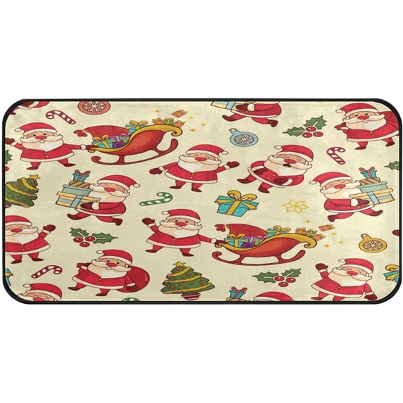 SKYSONIC Kitchen Rugs,Cute and Funny Santa Claus Non Slip Washable Cushioned Carpets Polyester AntiFatigue Comfort Porch Floor Mat Doormat Christmas Decoration 39×20 in