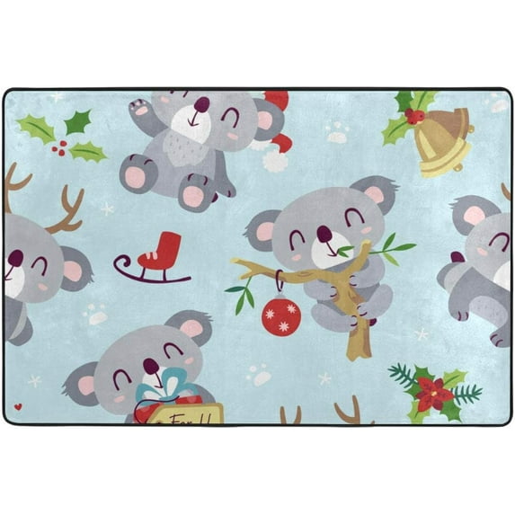 SKYSONIC Koala with Holiday Elements Lightweight Carpet Mats Area Soft Rugs Floor Mat Doormat Decoration for Rooms Entrance 36x24 inch