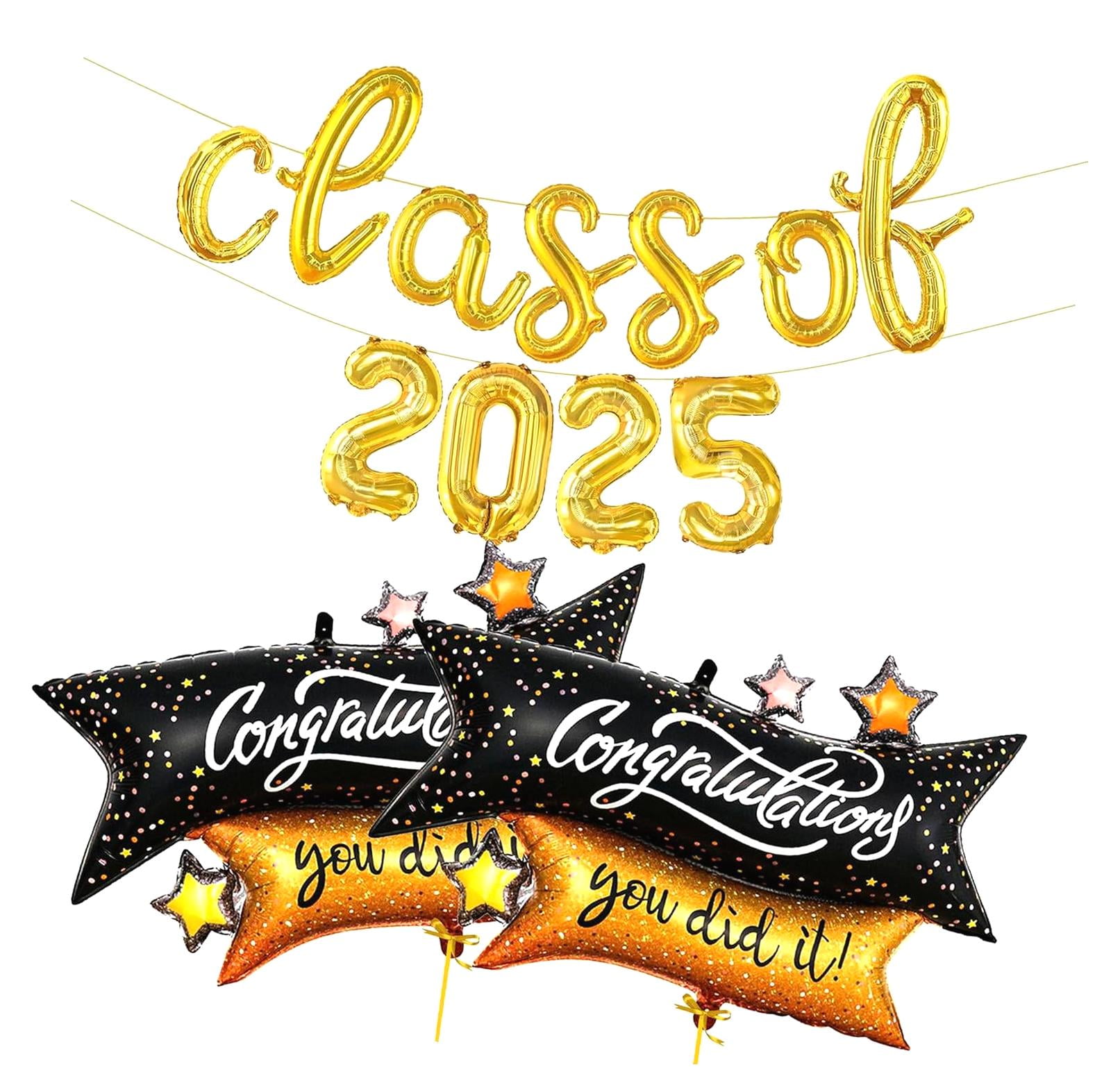 SKYSONIC Large, Graduation Balloons Class of 2025 Collection - 40 Inch Congrats You Made It Balloons, 4 Pack | Black and Graduation Decor 2025, Class of 2025 Balloon, Graduation Party