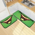 thumbnail image 1 of SKYSONIC Laughing Zombie Monster Kitchen Mats Set of 2 Green Floor Runner Rug Anti Fatigue Non Slip Comfort Mat 19.7x27.6 Inch + 19.7x47.2 Inch for Living Room Laundry Room Hallway, 1 of 7
