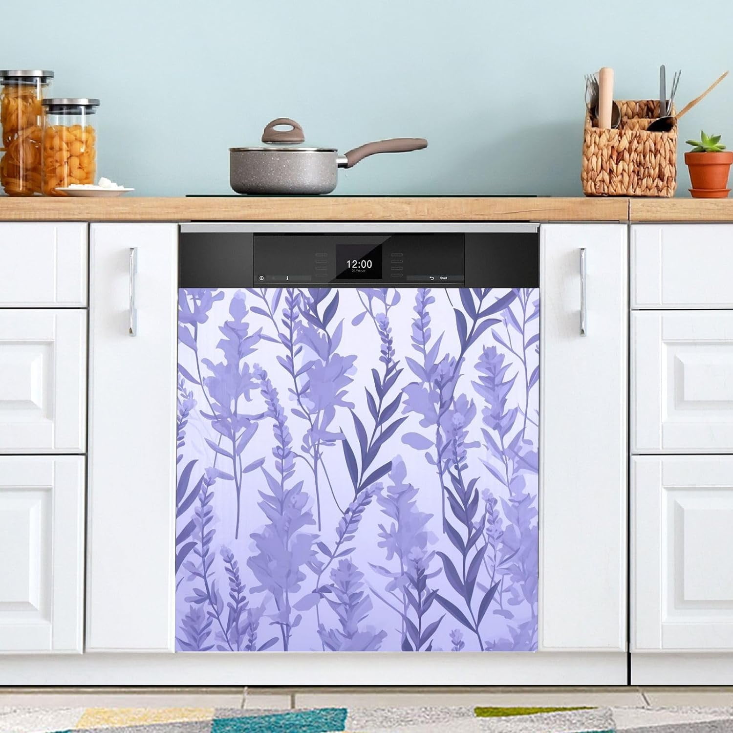 SKYSONIC Lavender Dishwasher Cover Dishwasher Front Door Cover
