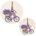 thumbnail image 1 of SKYSONIC Lavender Eiffel Tower Pot Holders Trivets, 2 Pcs Heat Resistant Trivets,Paris Bicycle Cotton Thread Weave Mats for Hot Pads Pans Pot Bowl Teapot for Kitchen Decor, 1 of 7