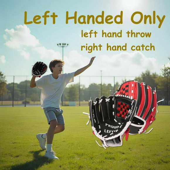 SKYSONIC Left Handed Baseball Glove, Left Handed T Glove for Lefty, Left Hand Throw Only. T- & Youth Baseball
