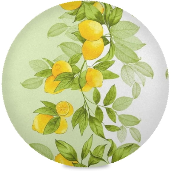 SKYSONIC Lemon Pattern Round Placemats for Dining Table Non-Slip Heat-Resistant Polyester Table Mats Set of 1 Washable Table Mats for Kitchen Dining Table Decoration (222)