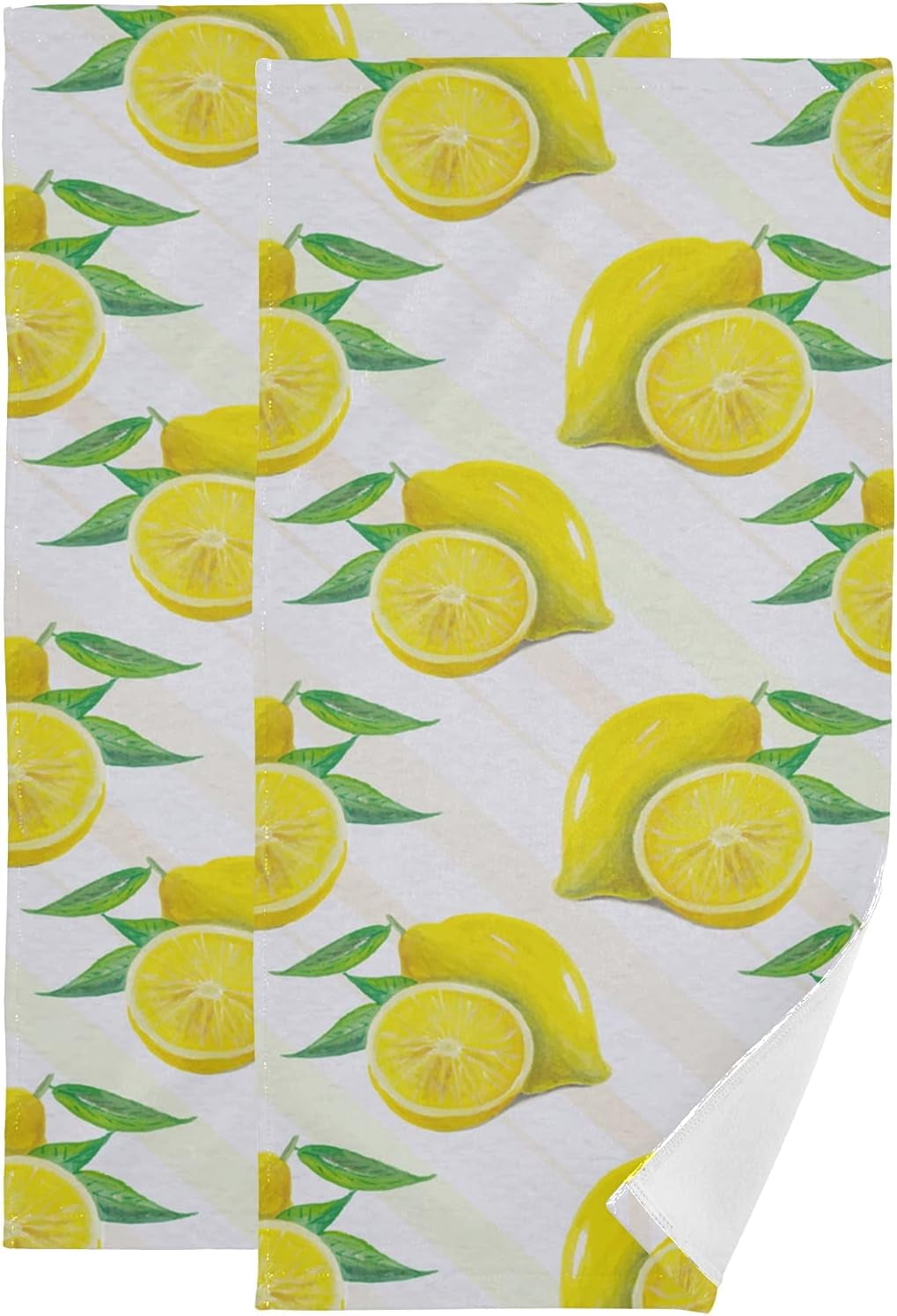 SKYSONIC Lemon Soft Hand Towels 2-Piece Absorbent Bath Towel Decorative ...