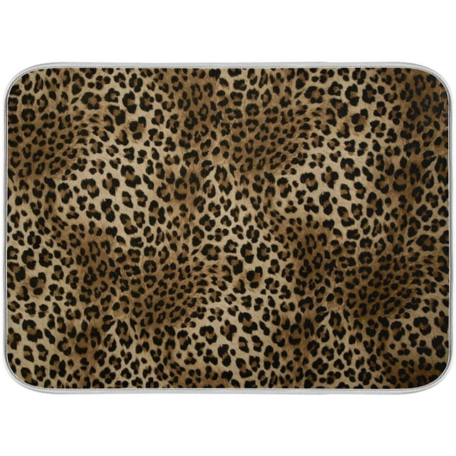 SKYSONIC Leopard Print Dish Drying Mat for Dishes 18x24 inch Animal