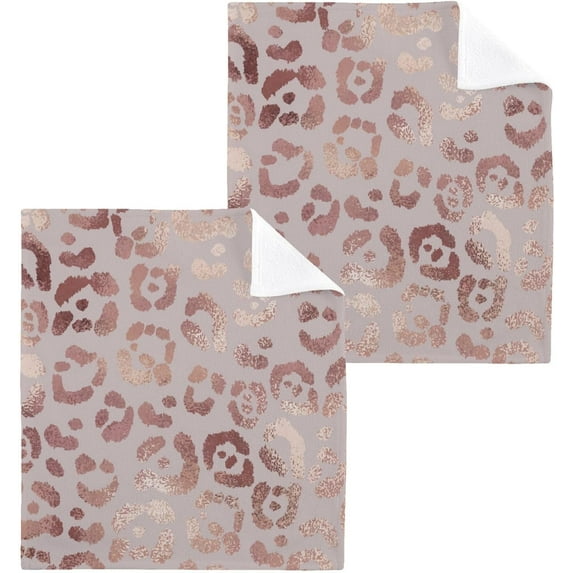 SKYSONIC Leopard Washcloths Set of 6, Highly Absorbent Soft Cotton Fingertip Towels for Bathroom, Kitchen, Gym, Spa, Home Decor 12 x 12 Inch
