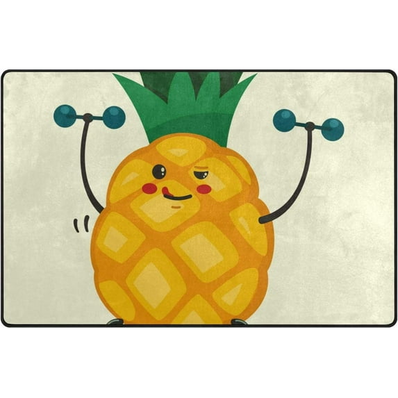 SKYSONIC Lightweight Carpet Mats Area Soft Rugs Floor Mat Doormat Decoration for Rooms Entrance 31 x 20 inches Cute Pineapple Doing Exercises with Dumbbells