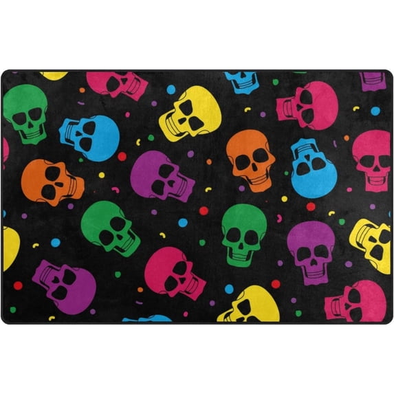 SKYSONIC Lightweight Carpet Mats Area Soft Rugs Floor Mat Doormat Decoration for Rooms Entrance 31 x 20 inches Multicolor Skulls