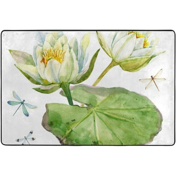 SKYSONIC Lightweight Carpet Mats Area Soft Rugs Floor Mat Rug Decoration for Kids Room Living Room Bedroom 72 x 48 inches Water Lily Painting