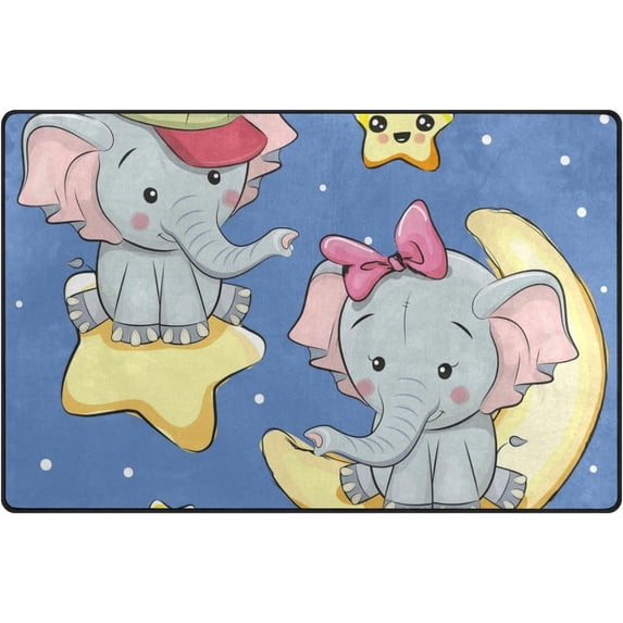 SKYSONIC Lightweight Non Slip Carpet Mats Area Soft Rugs Floor Mat Rug Decoration for Kids Room Living Room 60 x 39 inches Lovers Elephant