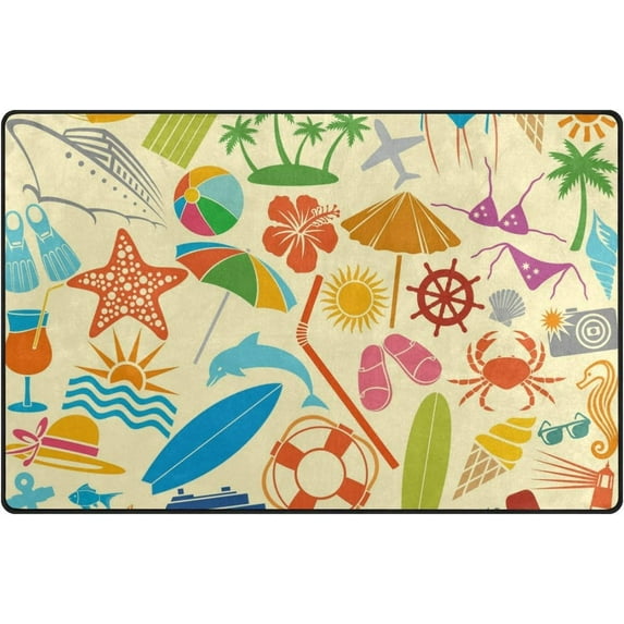 SKYSONIC Lightweight Non Slip Carpet Mats Area Soft Rugs Floor Mat Rug Decoration for Kids Room Living Room 60 x 39 inches Summer Vacation