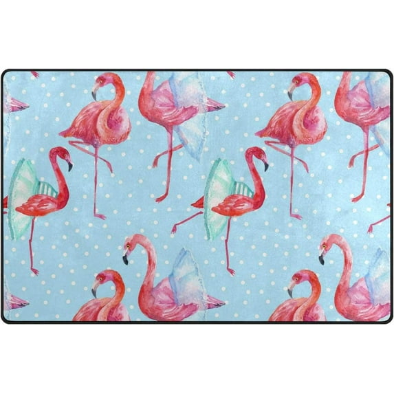 SKYSONIC Lightweight Soft Area Rugs Flamingos Ballet Dancers Floor Mat for Kids Playing Room Hardwood Floor Living Room Nursery Rugs, 60x39 in