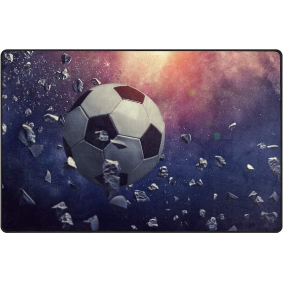 SKYSONIC Lightweight Soft Area Rugs Football with Flying Stone Floor Mat for Kids Playing Room Hardwood Floor Living Room Nursery Rugs, 60x39 in