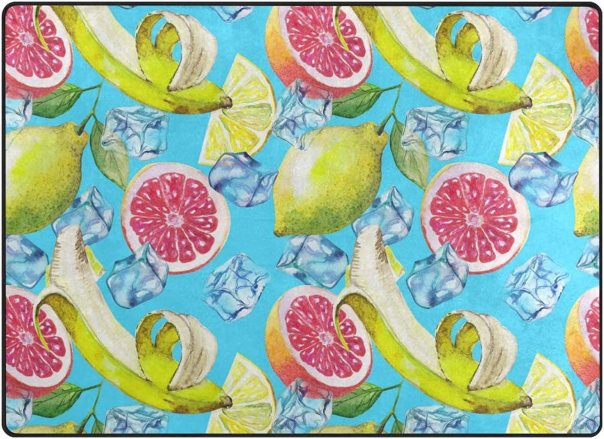 SKYSONIC Lightweight Soft Area Rugs Fruits with Ice Cube Floor Mat for ...