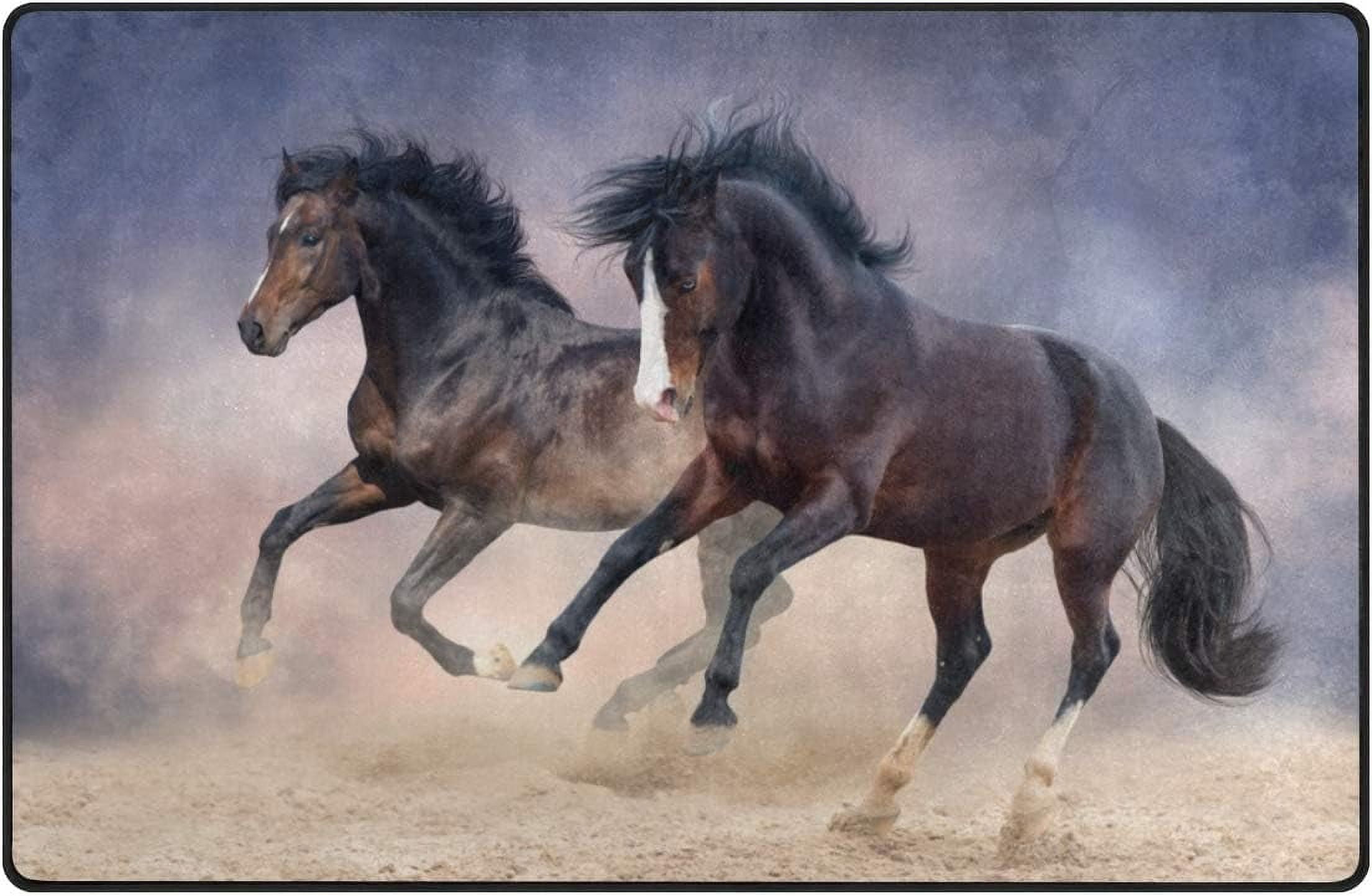 SKYSONIC Lightweight Soft Area Rugs Horse Running On Th Sand Floor Mat ...