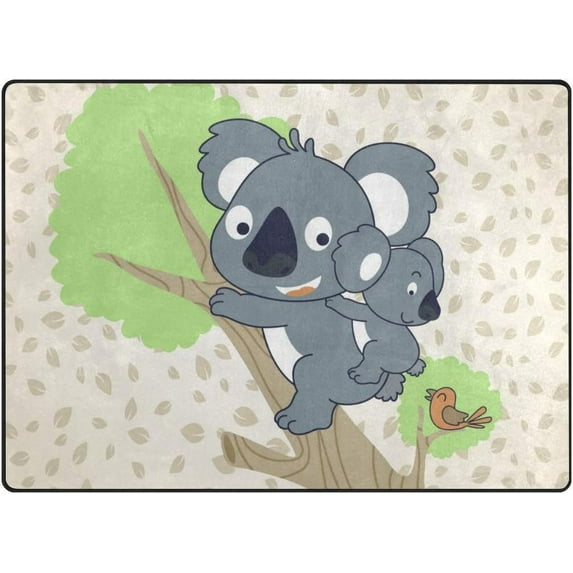SKYSONIC Lightweight Soft Area Rugs Koala Family On Tree Floor Mat for Kids Playing Room Hardwood Floor Living Room 63x48 inch Nursery Rugs